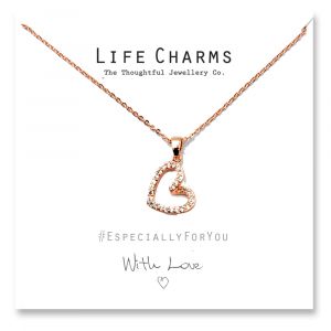 Life Charms - YY05 - Halskette - Rose Gold CZ Open Heart