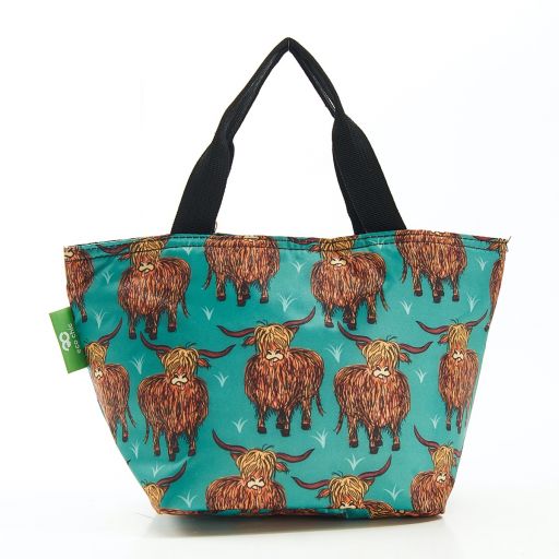 Eco Chic - Cool Lunch Bag - C25TL - Teal - Highland Cow 
