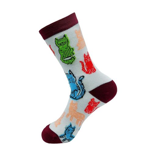 ECO CHIC - Bamboo Sock - SK06WT - White Cats