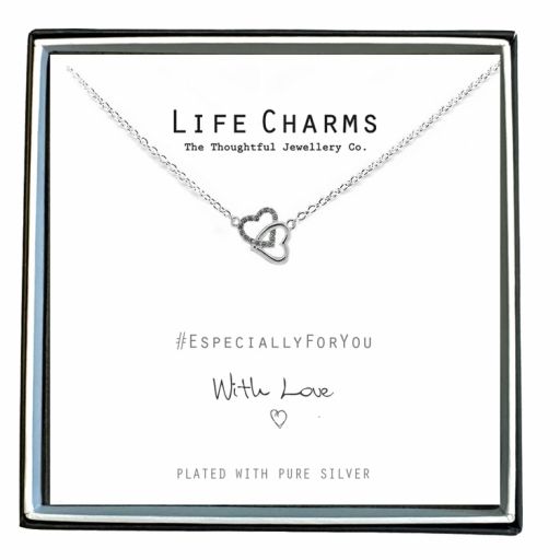 Life Charms - EFY033N - Halskette - Silver Crystal Entwined Hearts