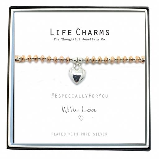 Life Charms - EFYENC001RG - EFY Rose Gold Heart & Rose Gold Armband