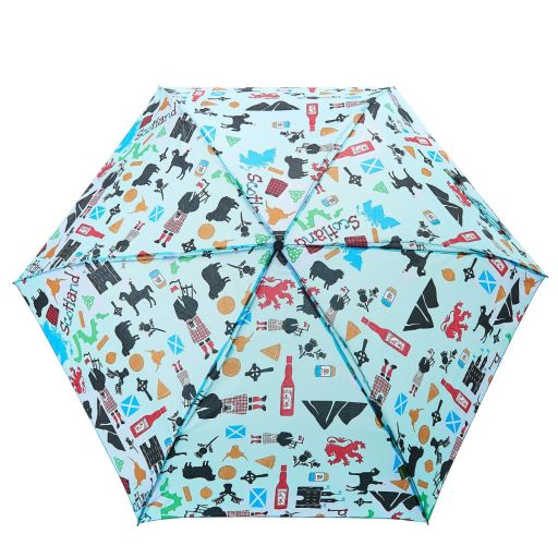 Eco Chic - Mini Umbrella (opvouwbare paraplu) - K12BU - Blue - Scottish Montage**