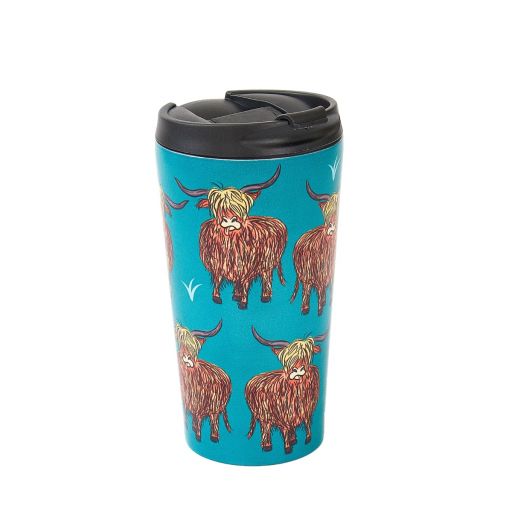 Eco Chic - The Travel Mug  (thermos Tasse) - N05 - Teal - Highland Cow   