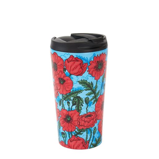 Eco Chic - The Travel Mug  (thermos Tasse)  - N12 - Blue - Poppies 