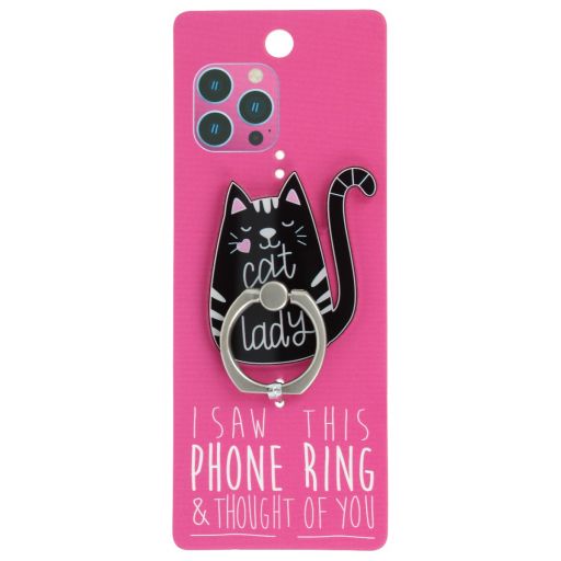 Phone Ring Holder - PR050 - I Saw This Phone Ring - Cat Lady