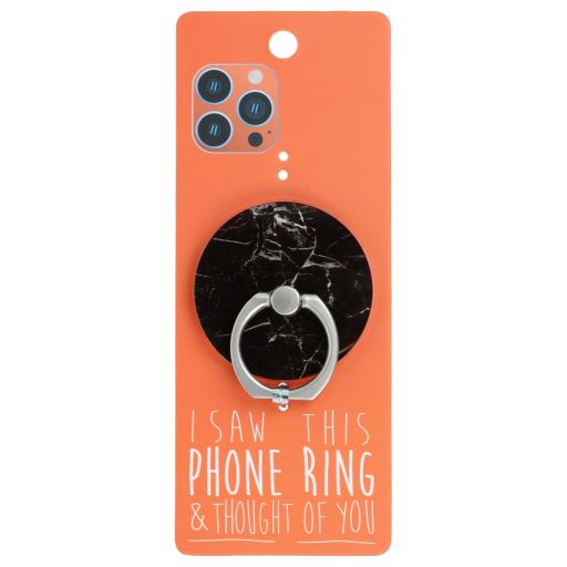 Phone Ring Holder _ PR095 - I Saw This Phone Ring - Black Marble