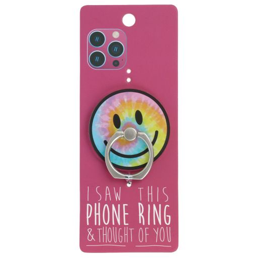 Phone Ring Holder _ PR106 - I Saw This Phone Ring - Tie Dye Smiley