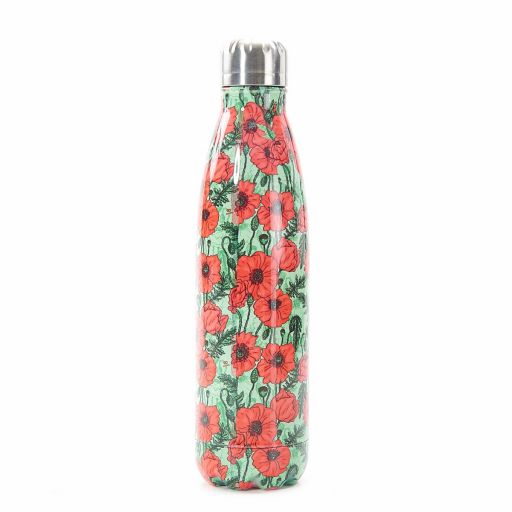 Eco Chic - Thermal Bottle (thermosfles)  - T14 - Green - Poppies